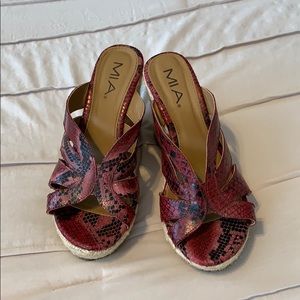 MIA Red Snake Skin Sandals